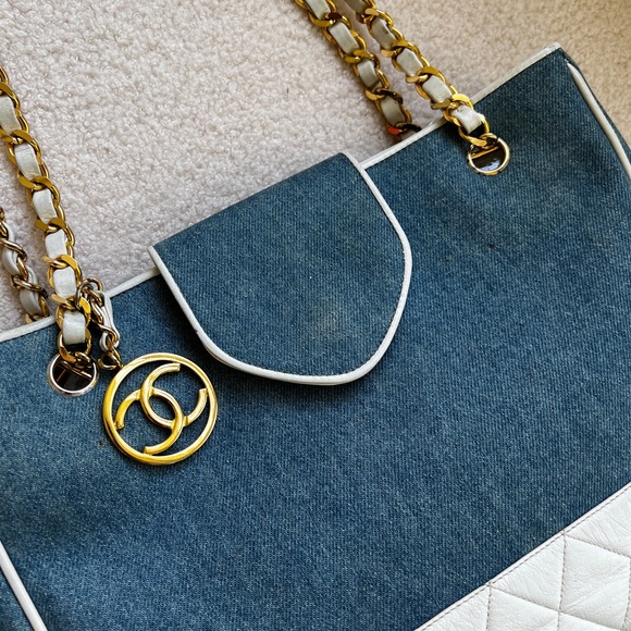 Chanel Large Vintage Denim Flap Tote with Gold Hardware - Picture 3 of 12